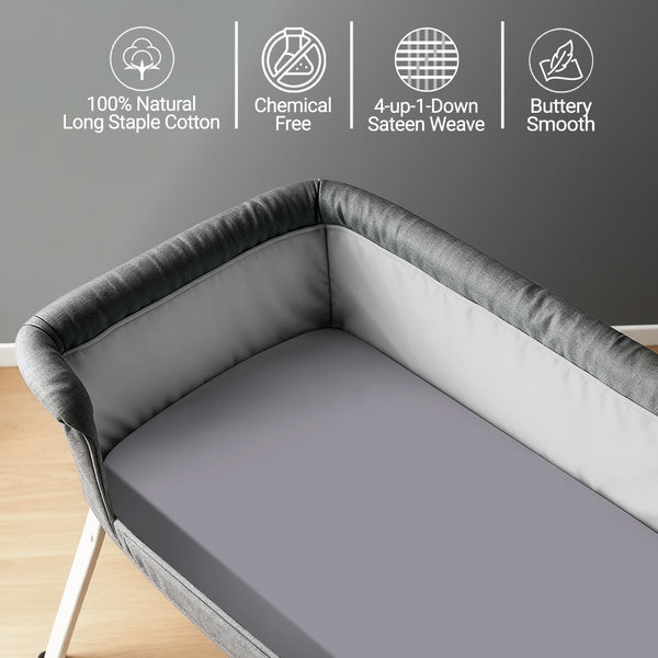 Premium 400 Thread Count 100% Cotton Crib Travel Fitted Sheet