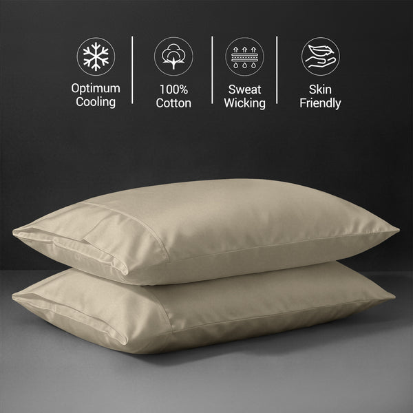 Premium 400 Thread Count 100% Cotton Pillow Envelope Cases (2 PC)