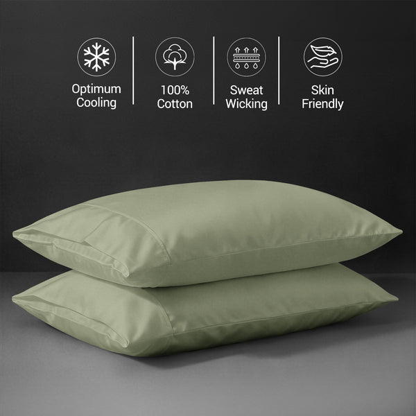Premium 400 Thread Count 100% Cotton Pillow Envelope Cases (2 PC)
