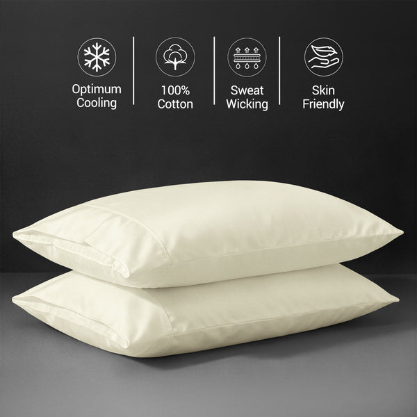 Premium 400 Thread Count 100% Cotton Pillow Envelope Cases (2 PC)