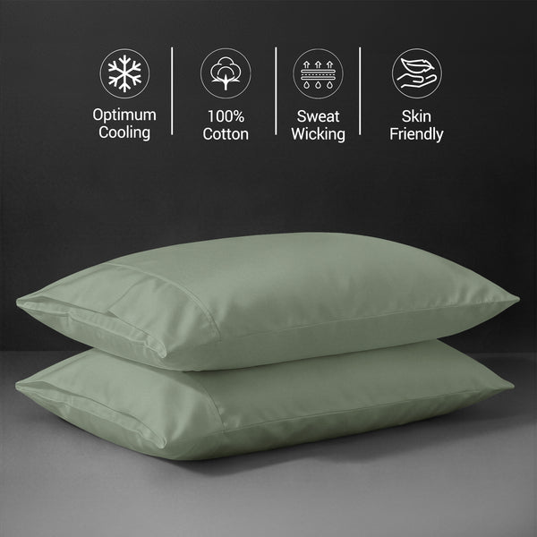 Premium 400 Thread Count 100% Cotton Pillow Envelope Cases (2 PC)
