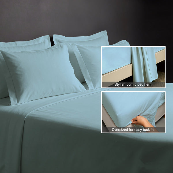 Luxury 800 Thread Count 100% Cotton Bed Sheet - Superking - Baby Blue