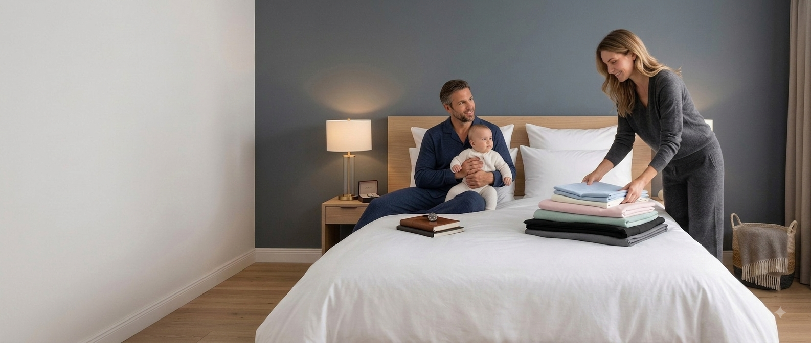 Luxuriöses Schlafzimmer mit hochwertiger Bettwäsche