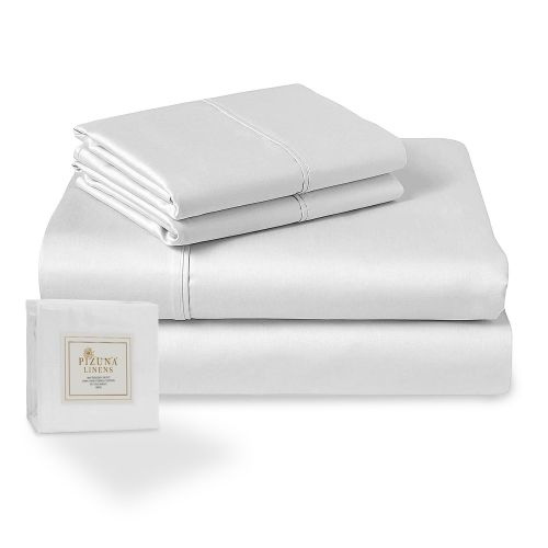 Cotton Full Flat Bed Sheets Silver, 400 Thread Count 100% Long