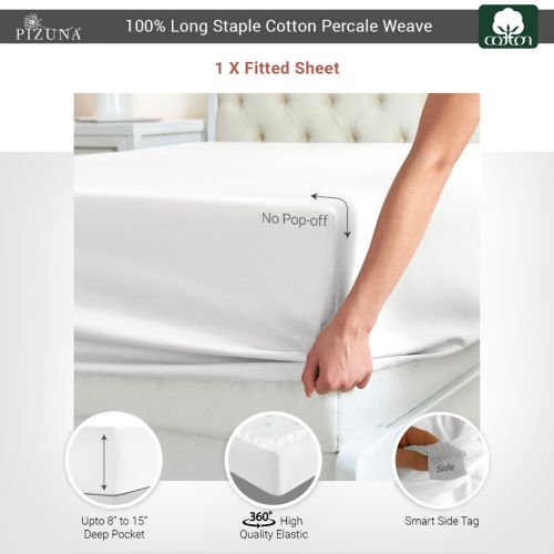 Percale cotton fitted sheet